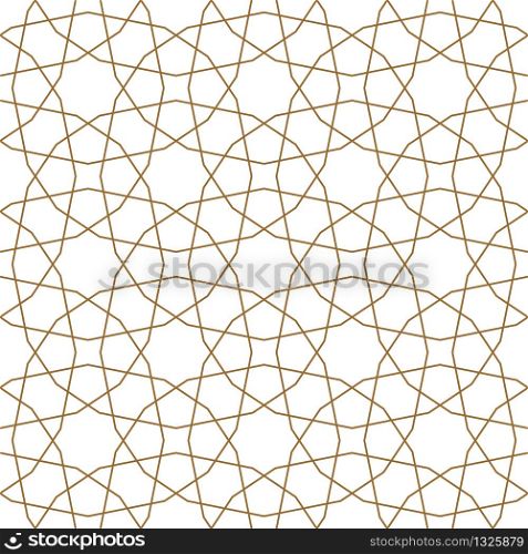Seamless geometric ornament based on traditional arabic art.Brown color lines.Great design for fabric,textile,cover,wrapping paper,background.Fine lines.. Seamless arabic geometric ornament in brown color.Fine lines.