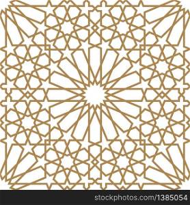 Seamless geometric ornament based on traditional arabic art.Brown color lines.Great design for fabric,textile,cover,wrapping paper,background.Thick lines.. Seamless arabic geometric ornament in brown color.Thick lines.