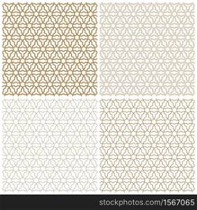 Seamless geometric ornament based on traditional arabic art.Brown color lines.Great design for fabric,textile,cover,wrapping paper,background.A set of different line thicknesses.. Seamless arabic geometric ornament in brown color.A set of different line thicknesses.