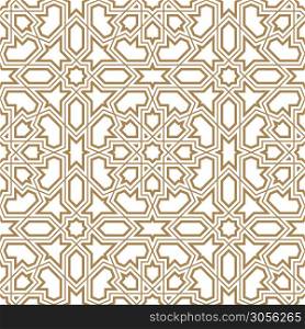 Seamless geometric ornament based on traditional arabic art.Brown color lines.Great design for fabric,textile,cover,wrapping paper,background.Fine and average lines.. Seamless arabic geometric ornament in brown color.Fine and average lines.