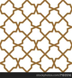Seamless geometric ornament based on traditional arabic art.Brown color lines.Great design for fabric,textile,cover,wrapping paper,background.Bold lines.. Seamless arabic geometric ornament in brown color.