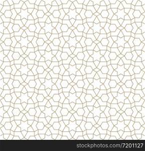 Seamless geometric ornament based on traditional arabic art.Brown color lines.Great design for fabric,textile,cover,wrapping paper,background.Thin lines.. Seamless arabic geometric ornament in brown color.Thin lines.