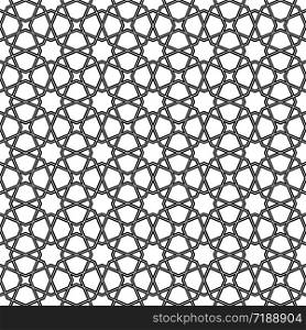 Seamless geometric ornament based on traditional arabic art.Double lines are black.For design template,textile,fabric,wrapping paper,laser engraving.. Seamless geometric ornament in black colors lines.