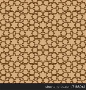 Seamless geometric ornament based on traditional arabic art.Double lines are brown.For design template,textile,fabric,wrapping paper,laser engraving.. Seamless geometric ornament in brown colors lines.