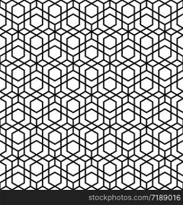 Seamless geometric ornament based on traditional arabic art. Muslim mosaic.Black and white lines.Great design for fabric,textile,cover,wrapping paper,background.Thick lines.. Seamless arabic geometric ornament in black and white.