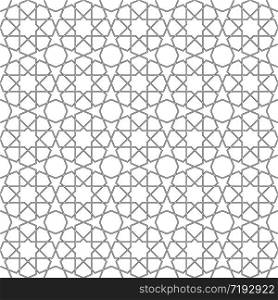 Seamless geometric ornament based on traditional arabic art. Muslim mosaic.Black and white lines.Great design for fabric,textile,cover,wrapping paper,background,laser cutting.Thin contoured lines.. Seamless arabic geometric ornament in black and white.