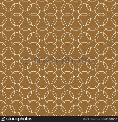 Seamless geometric ornament based on traditional arabic art. Muslim mosaic.Brown color background.Average thickness line.. Seamless arabic geometric ornament in brown color.