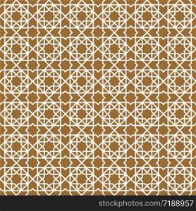 Seamless geometric ornament based on traditional arabic art. Muslim mosaic.Brown color background.. Seamless arabic geometric ornament in brown color.