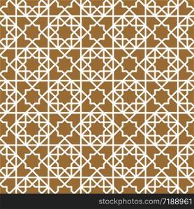 Seamless geometric ornament based on traditional arabic art. Muslim mosaic.Brown color background.. Seamless arabic geometric ornament in brown color.