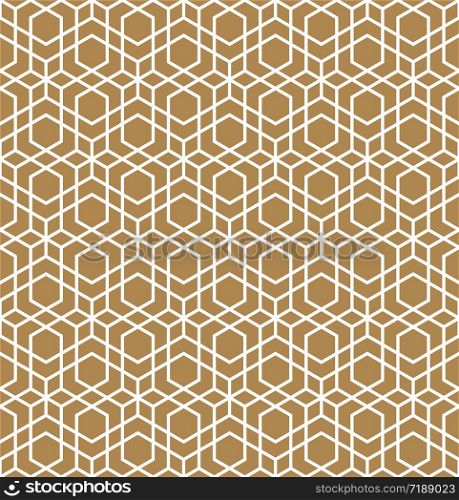 Seamless geometric ornament based on traditional arabic art. Muslim mosaic.Brown color background.Average thickness line.THICK LINES.. Seamless arabic geometric ornament in brown color.