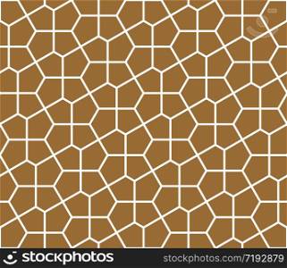 Seamless geometric ornament based on traditional arabic art. Muslim mosaic.Brown color background.Average thickness.. Seamless arabic geometric ornament in brown color.