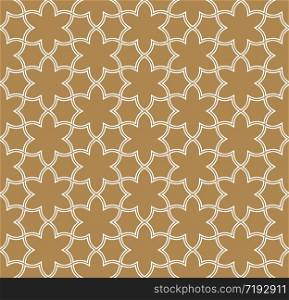 Seamless geometric ornament based on traditional arabic art. Muslim mosaic.Brown color background.Doubled lines.. Seamless arabic geometric ornament in brown color.
