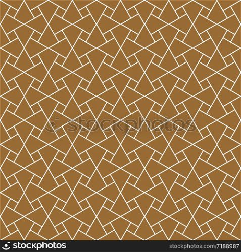 Seamless geometric ornament based on traditional arabic art. Muslim mosaic.Brown color background.Thin lines.. Seamless arabic geometric ornament in brown color.