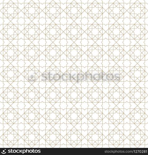 Seamless geometric ornament based on traditional arabic art. Muslim mosaic.Brown color FINE lines.Great design for fabric,textile,cover,wrapping paper,background.. Seamless arabic geometric ornament in brown color.