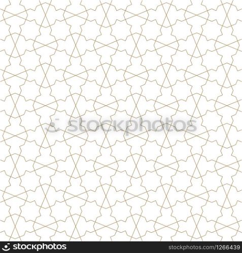 Seamless geometric ornament based on traditional arabic art. Muslim mosaic.Brown color lines.Great design for fabric,textile,cover,wrapping paper,background.Ultrafine lines.. Seamless arabic geometric ornament in brown color.