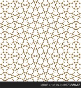 Seamless geometric ornament based on traditional arabic art. Muslim mosaic.Brown color lines.Great design for fabric,textile,cover,wrapping paper,background.Fine lines.. Seamless arabic geometric ornament in brown color.