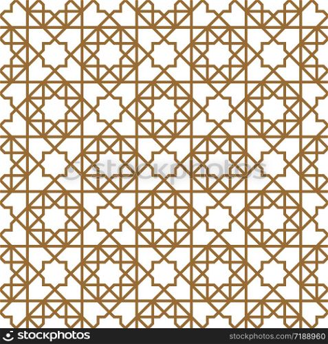 Seamless geometric ornament based on traditional arabic art. Muslim mosaic.Brown color lines.Great design for fabric,textile,cover,wrapping paper,background.. Seamless arabic geometric ornament in brown color.