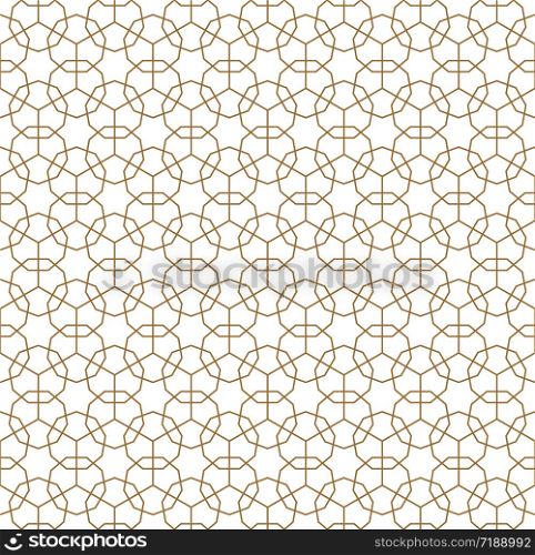 Seamless geometric ornament based on traditional arabic art. Muslim mosaic.Brown color lines.Great design for fabric,textile,cover,wrapping paper,background.Average thickness lines.. Seamless arabic geometric ornament in brown color.