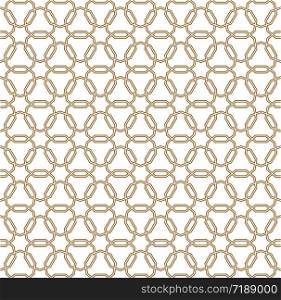 Seamless geometric ornament based on traditional arabic art. Muslim mosaic.Brown color lines.Great design for fabric,textile,cover,wrapping paper,background.Average thickness.Doubled lines.. Seamless arabic geometric ornament in brown color.
