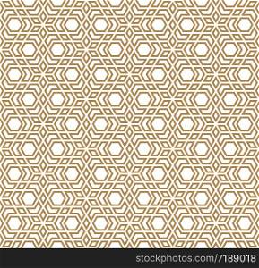 Seamless geometric ornament based on traditional arabic art. Muslim mosaic.Brown color lines.Great design for fabric,textile,cover,wrapping paper,background.Thick lines.. Seamless arabic geometric ornament in brown color.
