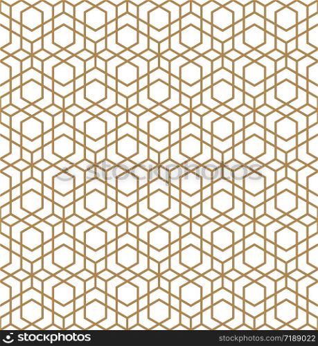Seamless geometric ornament based on traditional arabic art. Muslim mosaic.Brown color lines.Great design for fabric,textile,cover,wrapping paper,background.Thick lines.. Seamless arabic geometric ornament in brown color.