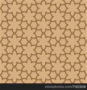 Seamless geometric ornament based on traditional arabic art. Muslim mosaic.Brown color lines.Great design for fabric,textile,cover,wrapping paper,background.Doubled lines.. Seamless arabic geometric ornament in brown color.