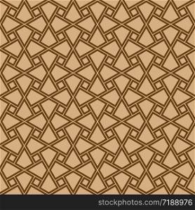Seamless geometric ornament based on traditional arabic pattern.Brown color lines.Great design for fabric,textile,cover,wrapping paper,background.. Seamless arabic geometric pattern in brown color.