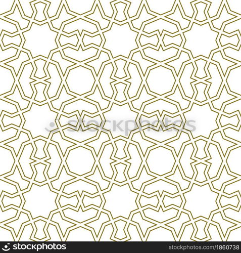 Seamless geometric ornament based on traditional islamic art.Great design for fabric,textile,cover,wrapping paper,background.Contoured lines.. Seamless geometric ornament based on traditional islamic art. Contoured lines.