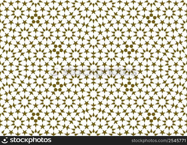Seamless geometric ornament based on traditional islamic art.Brown color figures.Great design for fabric,textile,cover,wrapping paper,background.. Seamless arabic geometric ornament in brown color.