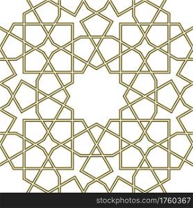 Seamless geometric ornament based on traditional islamic art.Brown color lines.Great design for fabric,textile,cover,wrapping paper,background.Doubled lines.. Seamless arabic geometric ornament in brown color.