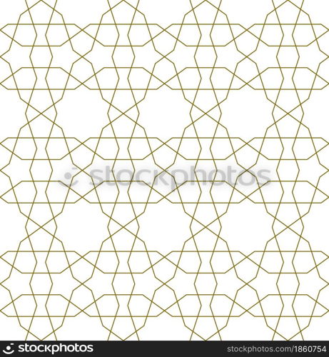 Seamless geometric ornament based on traditional islamic art.Brown color lines.Great design for fabric,textile,cover,wrapping paper,background.Thin lines.. Seamless arabic geometric ornament in brown color.