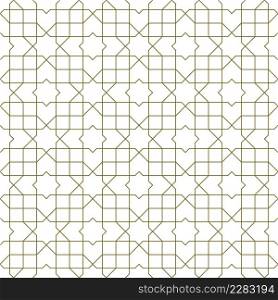 Seamless geometric ornament based on traditional islamic art. Brown color lines.Great design for fabric,textile,cover,wrapping paper,background.. Seamless arabic geometric ornament in brown color.