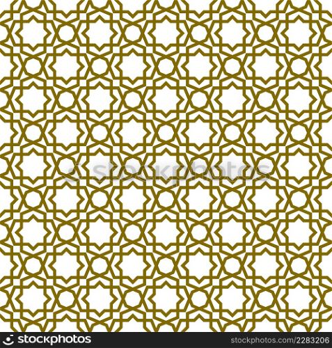 Seamless geometric ornament based on traditional islamic art. Brown color lines.Great design for fabric,textile,cover,wrapping paper,background.. Seamless arabic geometric ornament in brown color.