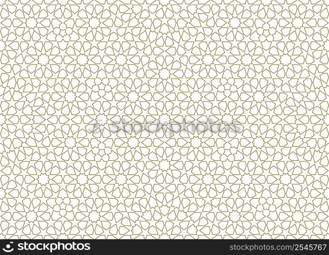 Seamless geometric ornament based on traditional islamic art.Brown color lines.Great design for fabric,textile,cover,wrapping paper,background.. Seamless arabic geometric ornament in brown color.