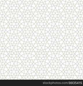 Seamless geometric ornament based on traditional islamic art.Brown color lines.Great design for fabric,textile,cover,wrapping paper,background. Fine lines.. Seamless arabic geometric ornament in brown color.