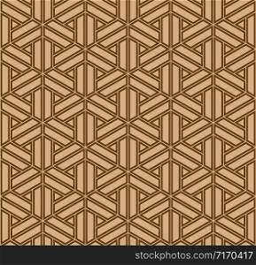 Seamless geometric ornament based on traditional Japanese pattern.Double lines are brown.For design template,textile,fabric,wrapping paper,laser engraving.. Seamless geometric ornament in brown colors lines.