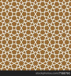 Seamless geometric ornament based on traditional moroccan art.White lines and brown background.For design template,textile,fabric,wrapping paper,laser cutting.ROUNDED corners.. Seamless geometric ornament in black and white.