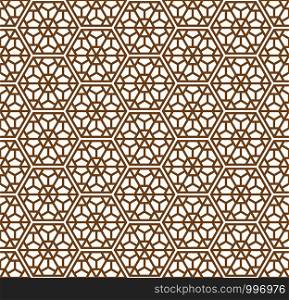 Seamless geometric pattern based on Japanese ornament Kumiko.Golden color.Separated hexagons.. Seamless pattern based on Japanese ornament Kumiko