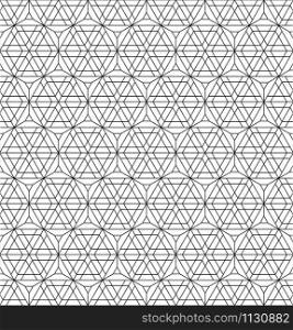 Seamless geometric pattern based on japanese style Kumiko .Black lines.For design template,textile,fabric,wrapping paper,laser cutting and engraving.Fine lines.. Seamless geometric pattern based on japanese style Kumiko .