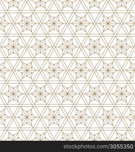 Seamless geometric pattern based on japanese style Kumiko.Gold lines.For design template,textile,fabric,wrapping paper,laser cutting and engraving.Fine lines.. Seamless geometric pattern based on japanese style Kumiko .