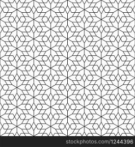 Seamless geometric pattern based on Kumiko ornament without lattice.Black fine lines and white background.. Seamless traditional Japanese Kumiko ornamen without lattice.