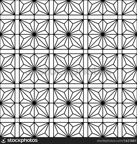 Seamless geometric pattern.Black and white color.Great design for print, lasercutting, engraving.Average thickness lines.. Seamless geometric pattern .Black and white color.