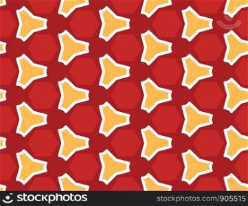Seamless geometric pattern. Dark and light red, yellow and white shapes.