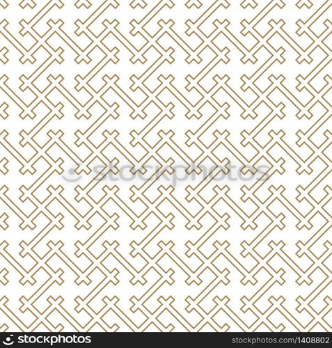 Seamless geometric pattern.For print ,engrave,lasercutting and more .Pattern background vector..Gold and white.Japanese style Kumiko.Contoured lines. Seamless geometric pattern in golden and white.Japanese style Kumiko.