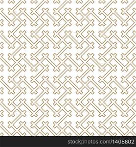 Seamless geometric pattern.For print ,engrave,lasercutting and more .Pattern background vector..Gold and white.Japanese style Kumiko.Contoured lines. Seamless geometric pattern in golden and white.Japanese style Kumiko.