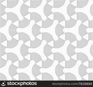 Seamless geometric pattern. Gray abstract geometrical design. Flat monochrome design.Monochrome tetrapods with striped rounded corners.