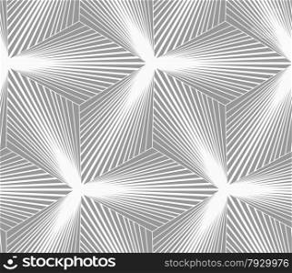 Seamless geometric pattern. Gray abstract geometrical design. Flat monochrome design.Monochrome gradually striped three ray stars.