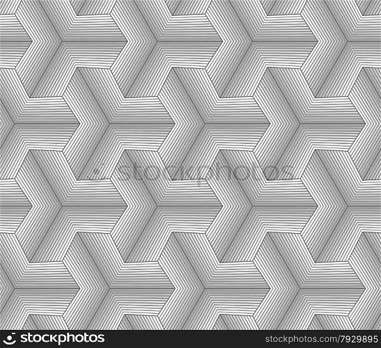 Seamless geometric pattern. Gray abstract geometrical design. Flat monochrome design.Monochrome gray halftone striped tetrapods.