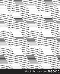 Seamless geometric pattern. Gray abstract geometrical design. Flat monochrome design.Monochrome slim gray striped cubes.