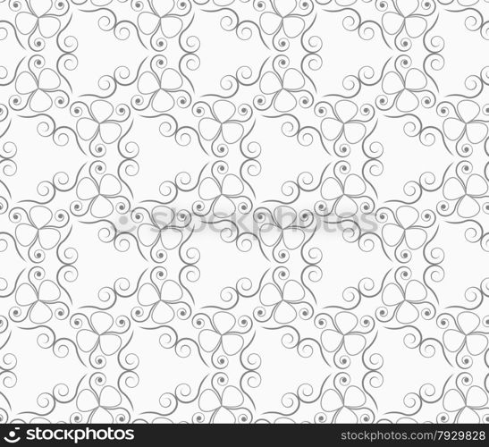 Seamless geometric pattern. Gray abstract geometrical design. Flat monochrome design.Monochrome spirals and clovers.